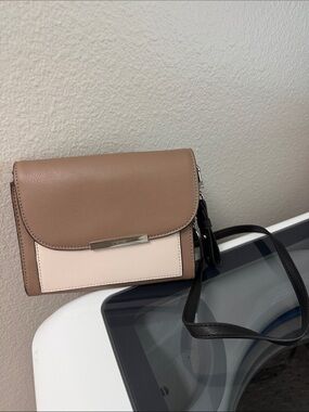 Nine West Two-Tone Taupe and Blush Crossbody with Black Strap
